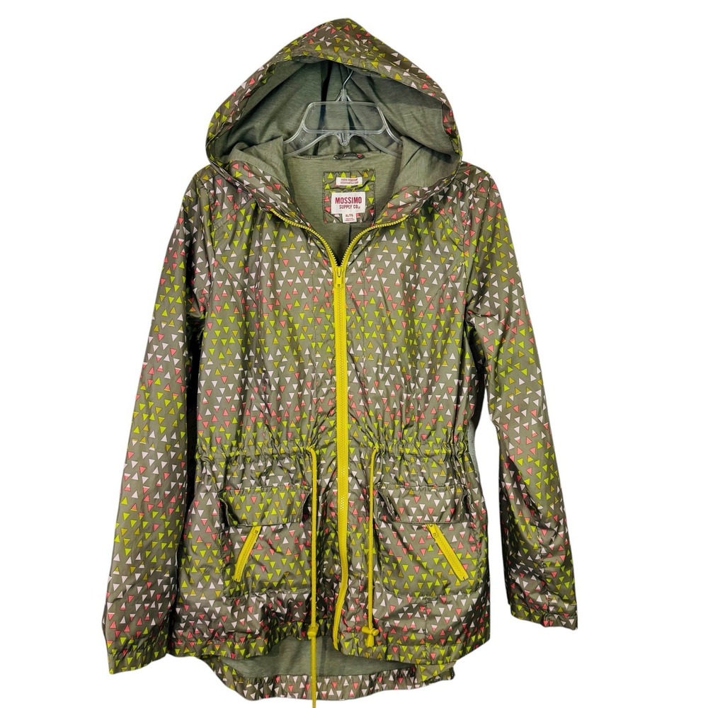 MOSSIMO SUPPLY CO Windbreaker Woman XL Zip Up Multicolor Print‎ Hooded Jacket